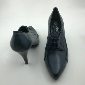 Handmade Navy Leather High Heel Booties - 9 Inch - Elegant & Unique